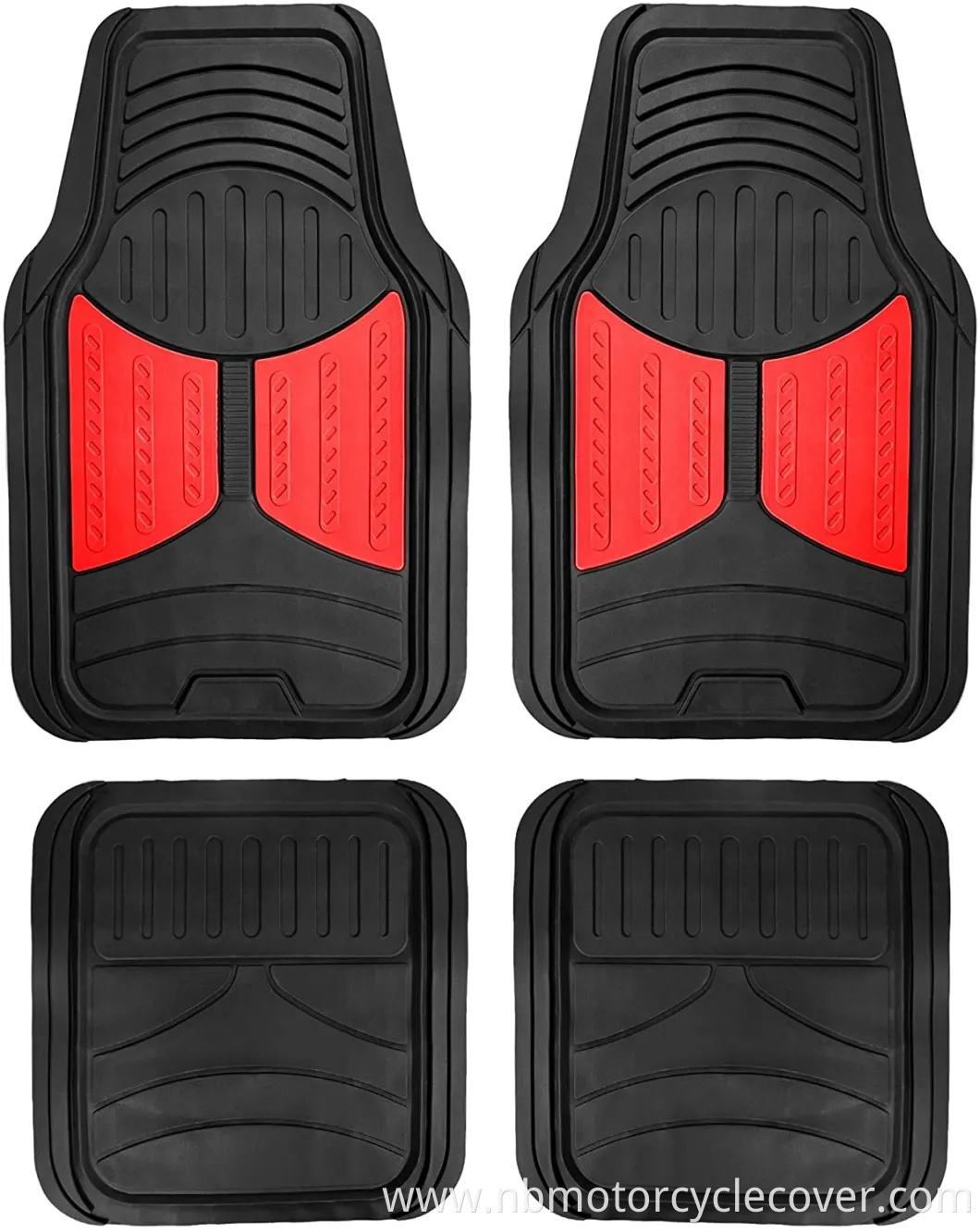 Trimmable Floor Mats (Red) Full Set - Universal Fit for Cars Trucks and Suvs